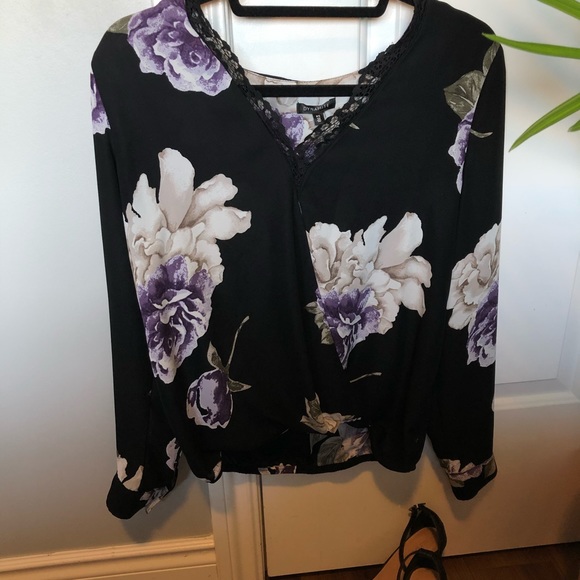 Wrap Front Floral Blouse - Picture 1 of 7